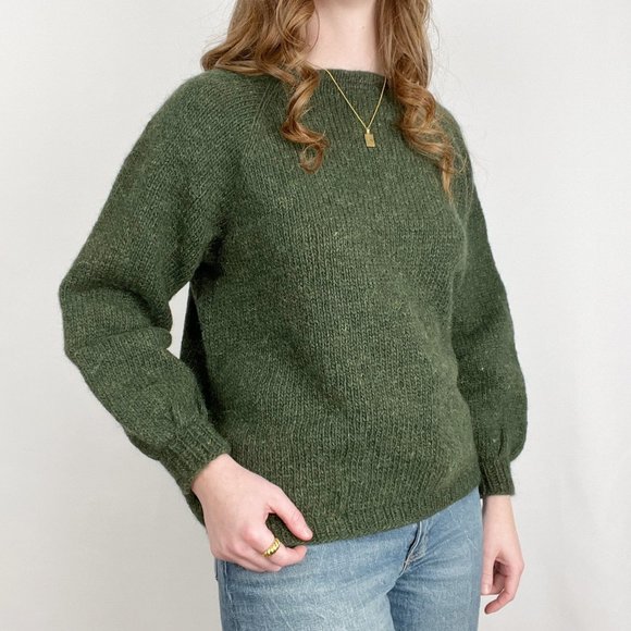 Vintage Parisian Mohair Wool Knit Sweater Oversized Handmade Preppy Slouchy Cozy - Picture 2 of 7
